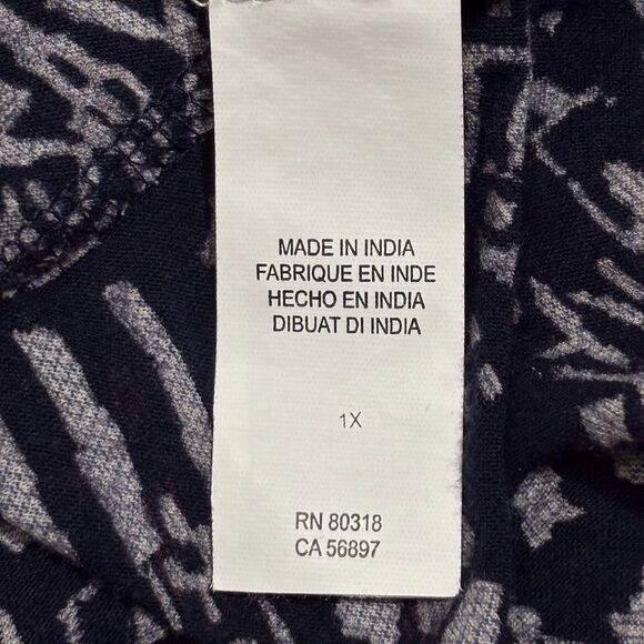 Lucky Brand Top Pintuck Split Neck Women’s 1X Blue Flowy Boho Blouse Semi Sheer - Picture 7 of 8